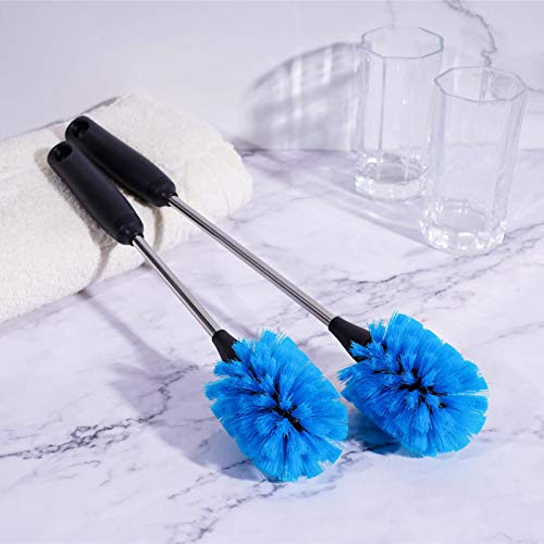 Stainless Steel Bottle Brush with Replaceable Head (Blue / 13-15 Inch (Pack of 2))