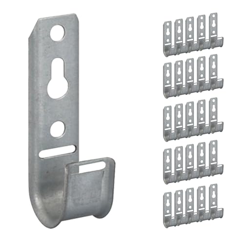 3/4-Inch Wall Mount J-Hook – 25-Pack, Cable Support 3/4" J Hooks Without Retainer Clips, Galvanized Steel with Zinc Finish – for Structured Cabling and Cable Management (25 Count)