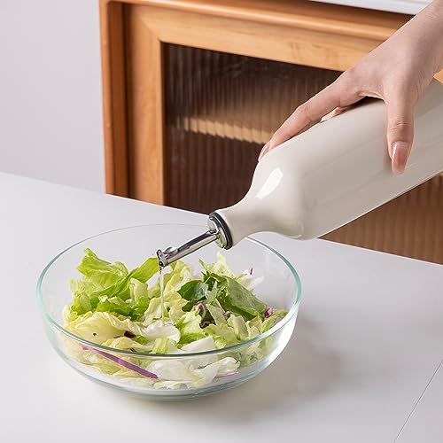 Sweejar Ceramic Olive Oil Dispenser Bottle (Beige / 20 oz, Set of 1)