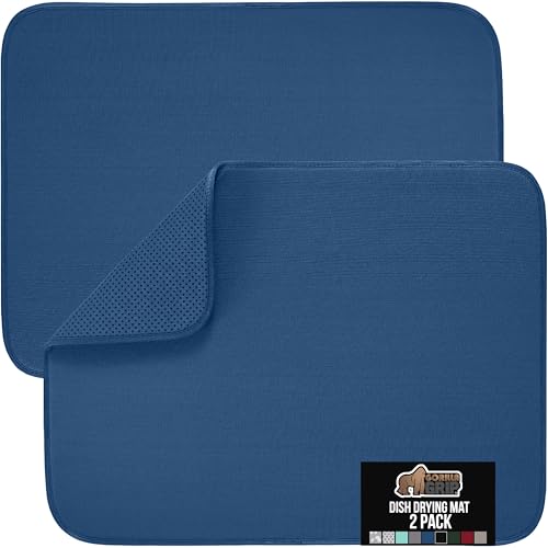 Ultra Absorbent Microfiber Dish Drying Mat (18" x 24" (2 Pack) / Microfiber / Blue)