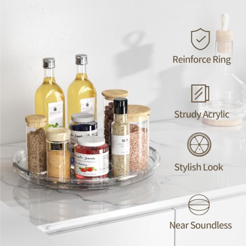 4 Pack 12'' Lazy Susan Organizer Turntable for Cabinet (Clear / 4 Pack 12in)