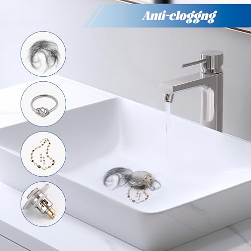 2 Pack All Metal Upgraded Bathroom Sink Stopper (Brushed Nickel)