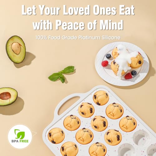 Silicone Mini Muffin Pan With Metal Reinforced Frame (Mini: 24 Cups×1pack)