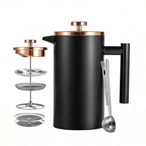 Black French Press Stainless Steel 34oz (34 oz / Black)