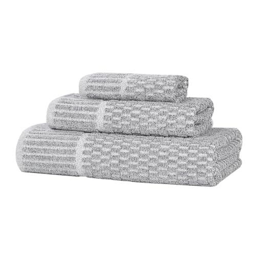 Juno Viscose Cotton Blend Medium Weight Towels (3 Piece Towel Set / Charcoal)