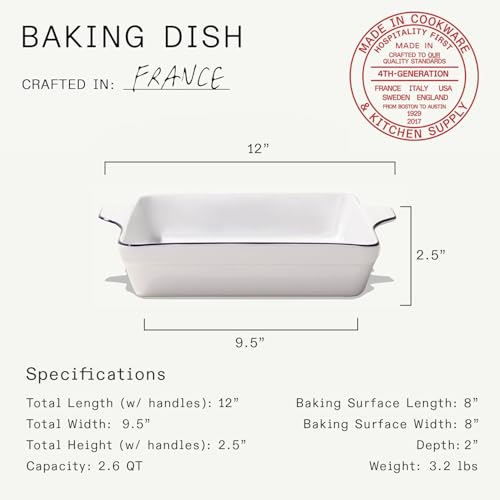 Cookware Square Baking Dish (Porcelain w/ Navy Rim)