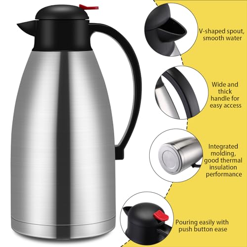 2 Pcs 102 oz Stainless Steel Thermal Coffee Carafe (Silver / 102 oz)