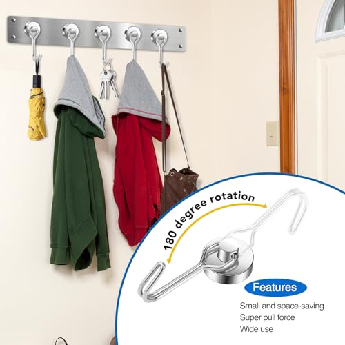 Magnetic Hooks Magnet Hook for Cruise Cabins Fridge 40LBS 6Pack (Silver / 0.79in)