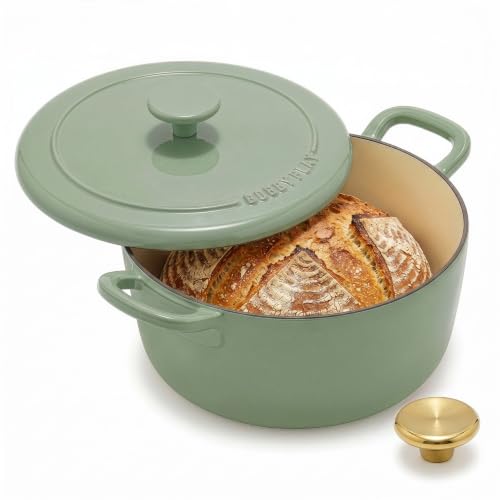 x Bobby Flay 5.5QT Enameled Cast Iron Dutch Oven With Lid (5.5QT Dutch Oven / Olive Green)