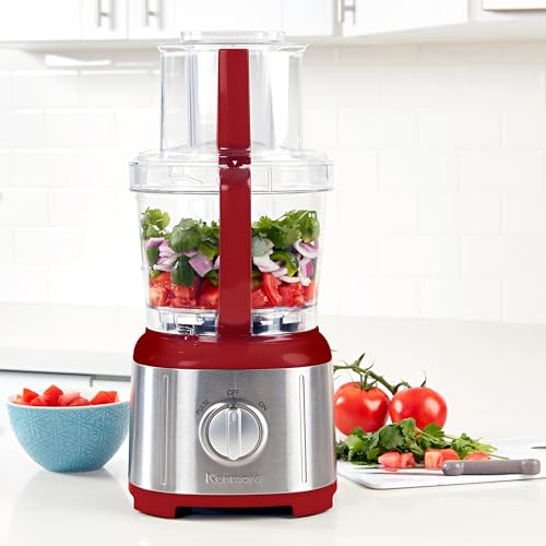 Kenmore 11 Cup Food Processor and Vegetable Chopper with Reversible Slicing (Red)
