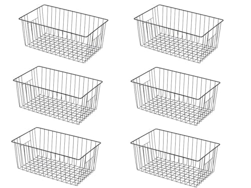 16inch Freezer Wire Storage Organizer Baskets (Black)
