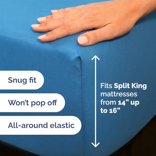 Flex Top Split Head King 4 Piece Sheet Set (20 - Denim Blue / Split Head/Flex Top)