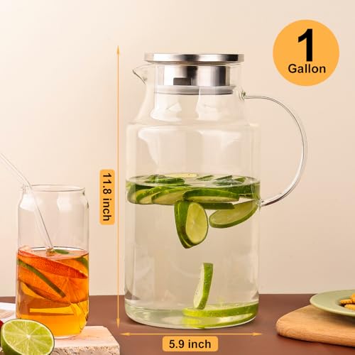 128oz Glass Pitcher with Lid (128oz)