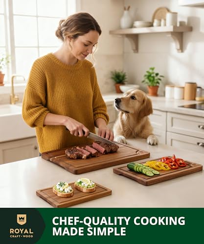 Wooden Cutting Boards for Kitchen Meal Prep & Serving (3-Piece / Dark Brown)