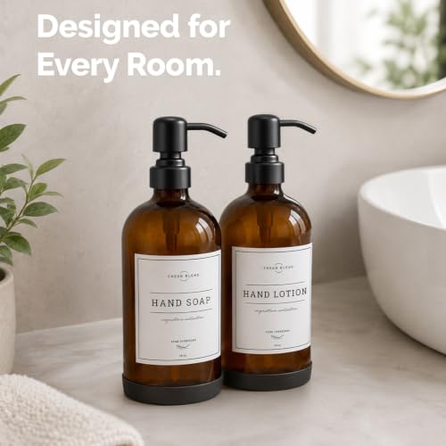 Amber Glass Soap Dispenser (Amber Bottle / Matte Black Pump)