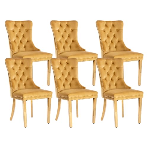 Gold Velvet Dining Chairs Set of 6 (Gold)