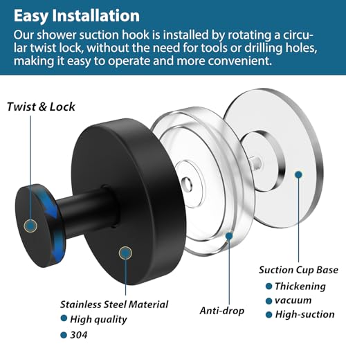 Suction Cup Hooks for Shower (4 Count)