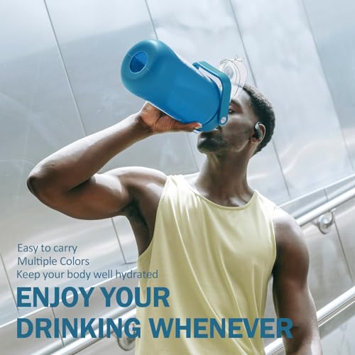 42oz Glass Water Bottles with Straw (Iron Blue / 42 Ounces)