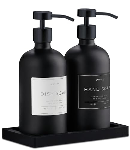 Glass Soap Dispenser Set of 2 (Black)