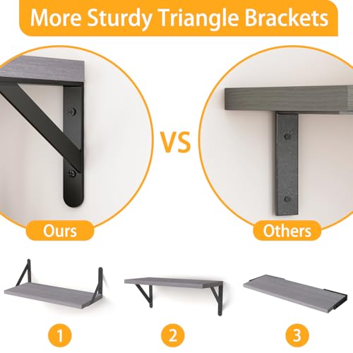 16.5in Floating Shelves for Wall Home Decor (Grey / 16.5 x 6.1 x 0.59 inches)