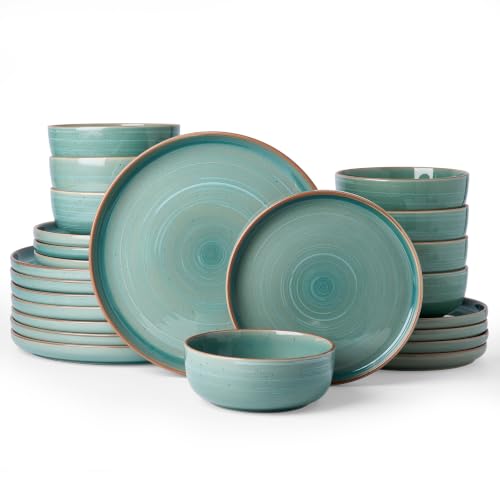 Meteor 24 Piece Stoneware Dinnerware Set (Peacock Green / Service for 8 (Standard Dinner Set))