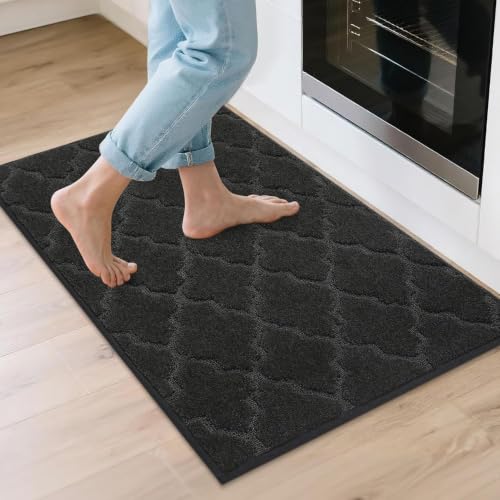Kitchen Rugs Non Slip Washable 24"x36" (Black / 24"X 36")