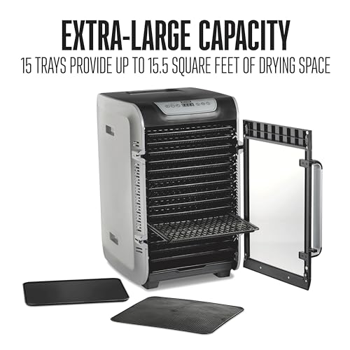 Food Dehydrator Machine for Jerky (Precision Digital Temperature Control (90-160F) / 15 trays, Gray)