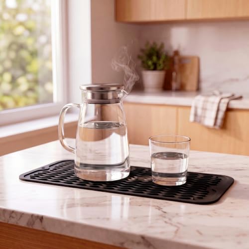 Silicone Dish Drying Mat for Multiple Usage (Black / 17"L x 6"W)