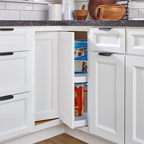 2 Tier Pie Cut Plastic Lazy Susan for Corner Base Cabinets (White / 28" W)