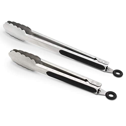 304 Stainless Steel Kitchen Cooking Tongs (9" & 12" / Black)