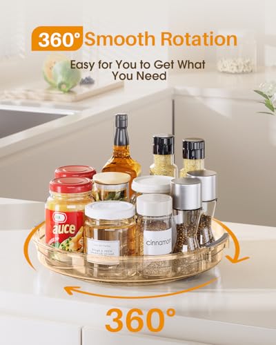 2 Pack 10.6in Lazy Susan Organizer Turntable for Cabinet (Amber / 10.6 inch)