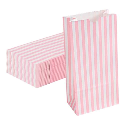 Pink And White Stripe Paper Bag (2 lb / Pink & White)