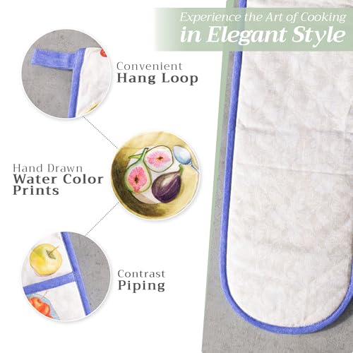 Double Oven Mitts 100% Cotton Double Oven Glove (078 - Gourmand / 7" x 35" (Double Oven Mitt))