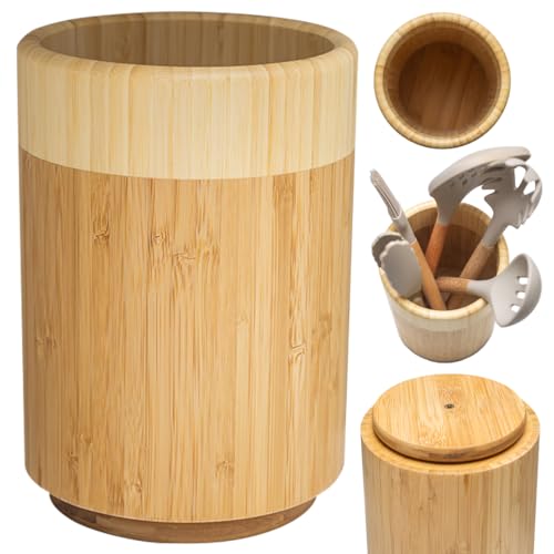 8" Bamboo Utensil Holder with 360° Rotation