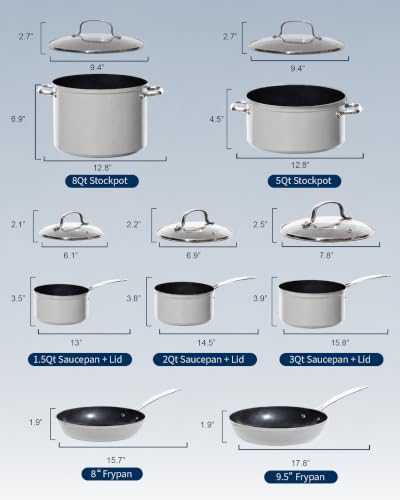 12pc Forged Lightweight Cookware Set (Metallic Tinsel Silver (G10))