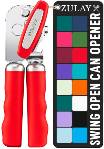 Stainless Steel Swing Open Manual Can Opener Comfortable Grip (Cherry Red / Swing Open)
