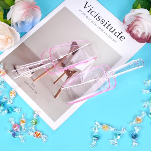4Pcs Clear Plastic Ice Scoop for Freezer (Pink)