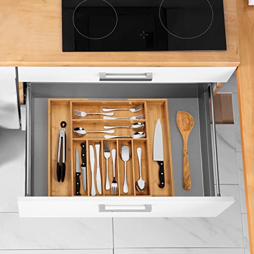 Bamboo Drawer Organizer (Natural / 9 Slot)