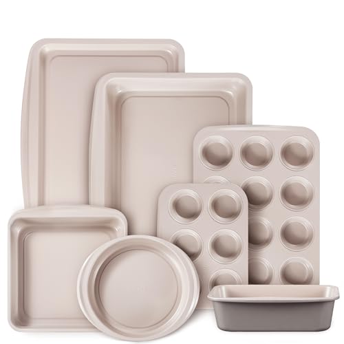 7 Piece Baking Pans Set (Gray & Khaki 7-Piece)