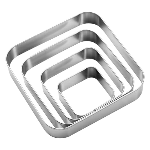 Rounded Square Cookie Cutter Stainless Steel Plaque Cookie Cutters Geometric Frame Cookie Cutters Shapes Molds for Baking 1 Inch Depth (Rounded Square)