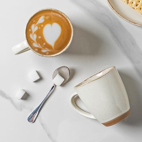 12oz Ceramic Coffee Mugs set of 4 (Light Beige(Handbrush Rim) / Set of 4)