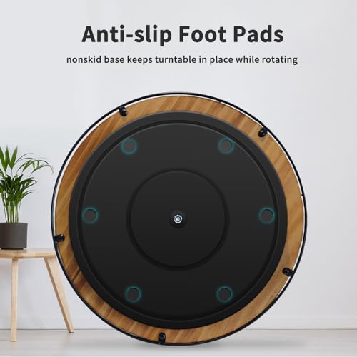 Lazy Susan Turntable Organizer for Cabinet Pantry Kitchen Countertop Computer Cupboard (Charred Wood Tone / 14'')