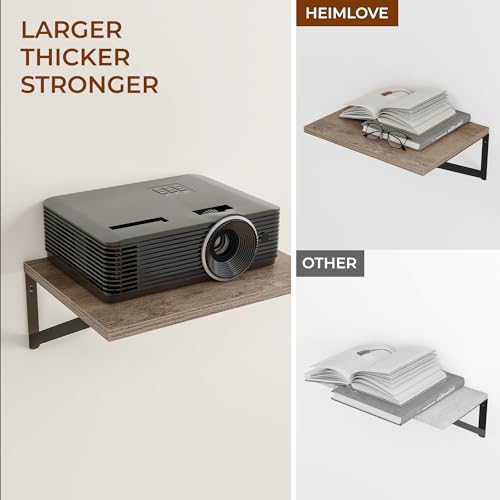 24W x 12D Deep Floating Shelves Set of 3 Grey (Grey With Black Metal Bracket / 24wx12dx5.8h)