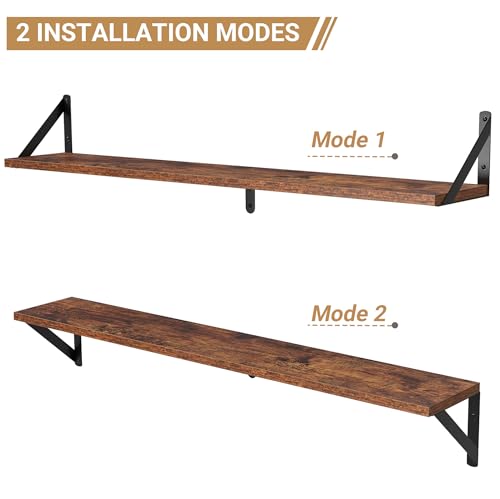 Floating Shelves for Wall (Rustic Brown / 35.43"W x 5.9"D x 5.4"H,Set of 3)