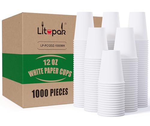 1000 pack Paper Cups 12 oz (white-12oz)