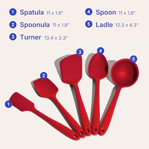 5 Piece Silicone Kitchen Utensils Set (Cherry Red / 5 - Piece Set)