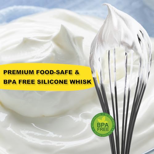 Silicone Whisk Set 8" 10" 12" Kitchen Whisk Black (Black / 3-Pack)