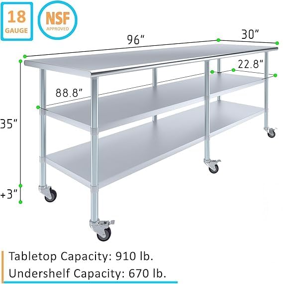 96x30 Heavy Duty Work Table (96" Long x 30" Deep)