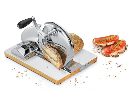 Vintage Manual Adjustable Bread Slicer for Uniform Slices (13.4" x 10.24" x 8.27" / Silver-brown)