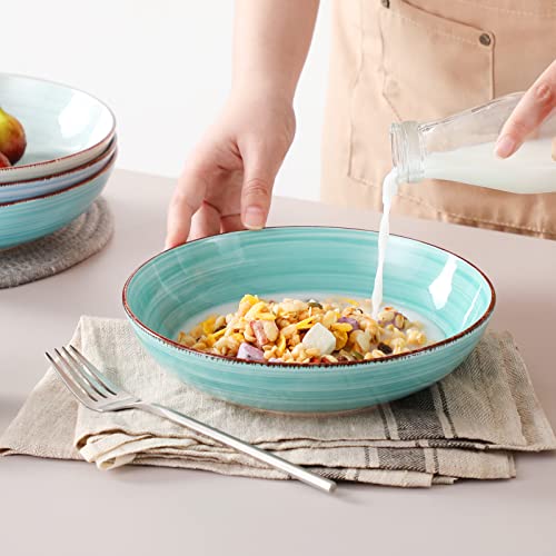 Bonita 38 oz Ceramic Pasta Bowls Set of 6 (Cool Color / 38 Oz)